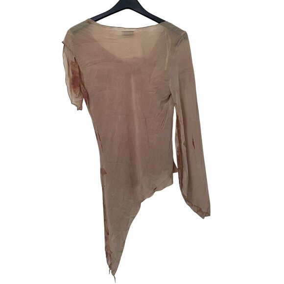 Vintage Charlotte Russe Rose + Beige Asymmetrical Mermaid Top - Picture 6 of 10